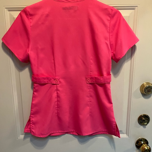 Grey’s Anatomy by Barco Pink XS Riley Mock wrap V-Neck Scrubs Top. Pockets - Picture 4 of 7
